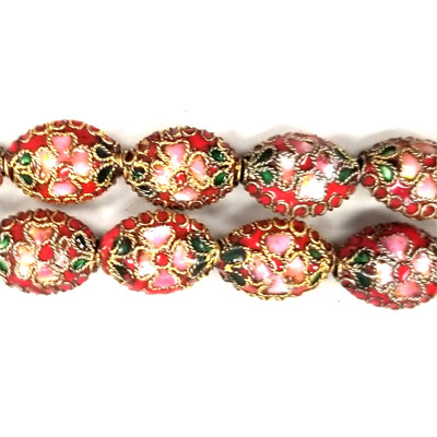 ENAMEL FLAT OVAL 9X13MM RED